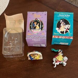 Two Enesco Disney Snow White & Beauty & the Beast ornaments